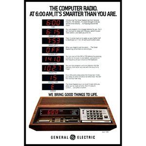 1979 GE General Electric Computer Radio Alarm Clock Vintage Print Ad Wall Art